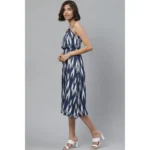 Generic Women's Casual Sleeveless Ikat Print Rayon Dress (Blue) - Image 3