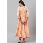 Generic Women's Casual 3/4 th Sleeve Floral Printed Rayon Kurti (Peach) - Image 2