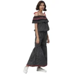 Generic Women's Casual shoulder sleeve Geomatrical Printed Cotton Dress (Black) - Image 4