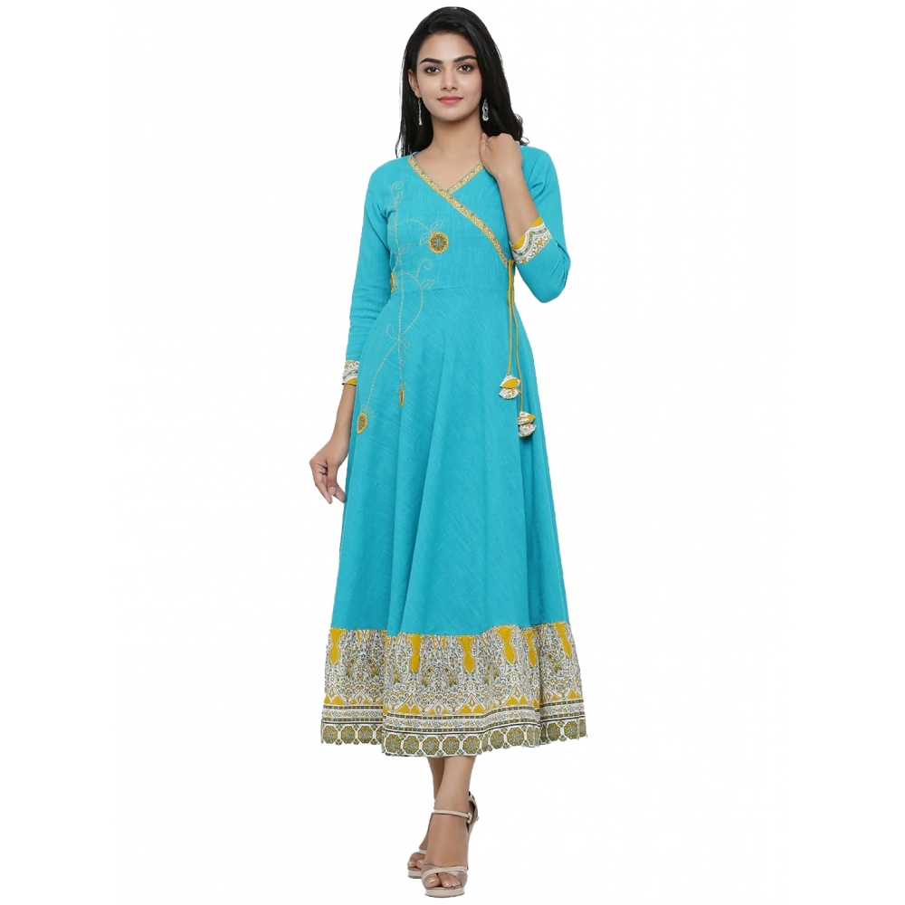 53590822158_1bf3d76ba9_o_d-1000x1000-1.webp Generic Women's Casual 3/4 th Sleeve Embroidery Cotton Blend Kurti (Torque Green) - Image 1