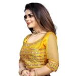 Generic Women's Phantom Silk Embroidery Readymade Blouse (Yellow, Size: Free Size) - Image 2