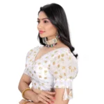 Generic Women's Jimmy Choo Embroidery Readymade Blouse (White, Size: Free Size) - Image 2