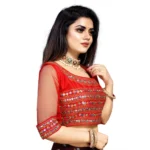Generic Women's Phantom Silk Embroidery Readymade Blouse (Red, Size: Free Size) - Image 3