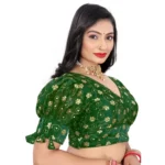 Generic Women's Jimmy Choo Embroidery Readymade Blouse (Green, Size: Free Size) - Image 2