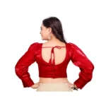 Generic Women's Organza Plain Readymade Blouse (Red, Size: Free Size) - Image 4