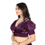 Generic Women's Organza Plain Readymade Blouse (Magenta, Size: Free Size) - Image 3