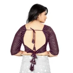 Generic Women's Georgette Embroidery Readymade Blouse (Purple, Size: Free Size) - Image 4