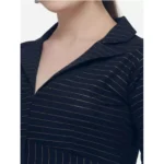Generic Women's Cotton Striped Readymade Blouse (Navy Blue, Size: Free Size) - Image 2
