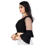 Generic Women's Organza Embroidery Readymade Blouse (Black, Size: Free Size) - Image 2