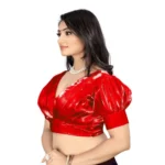 Generic Women's Organza Plain Readymade Blouse (Red, Size: Free Size) - Image 3
