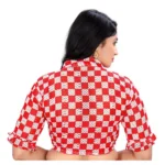 Generic Women's Cotton Blend Checks Readymade Blouse (Red, Size: Free Size) - Image 4