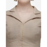 Generic Women's Cotton Striped Readymade Blouse (Beige, Size: Free Size) - Image 3