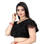 Generic Women's Nylon Diamond Work Readymade Blouse (Black, Size: Free Size) - Image 3