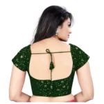 Generic Women's Velvet Sequins Readymade Blouse (Green, Size: Free Size) - Image 4