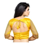 Generic Women's Phantom Silk Embroidery Readymade Blouse (Yellow, Size: Free Size) - Image 4