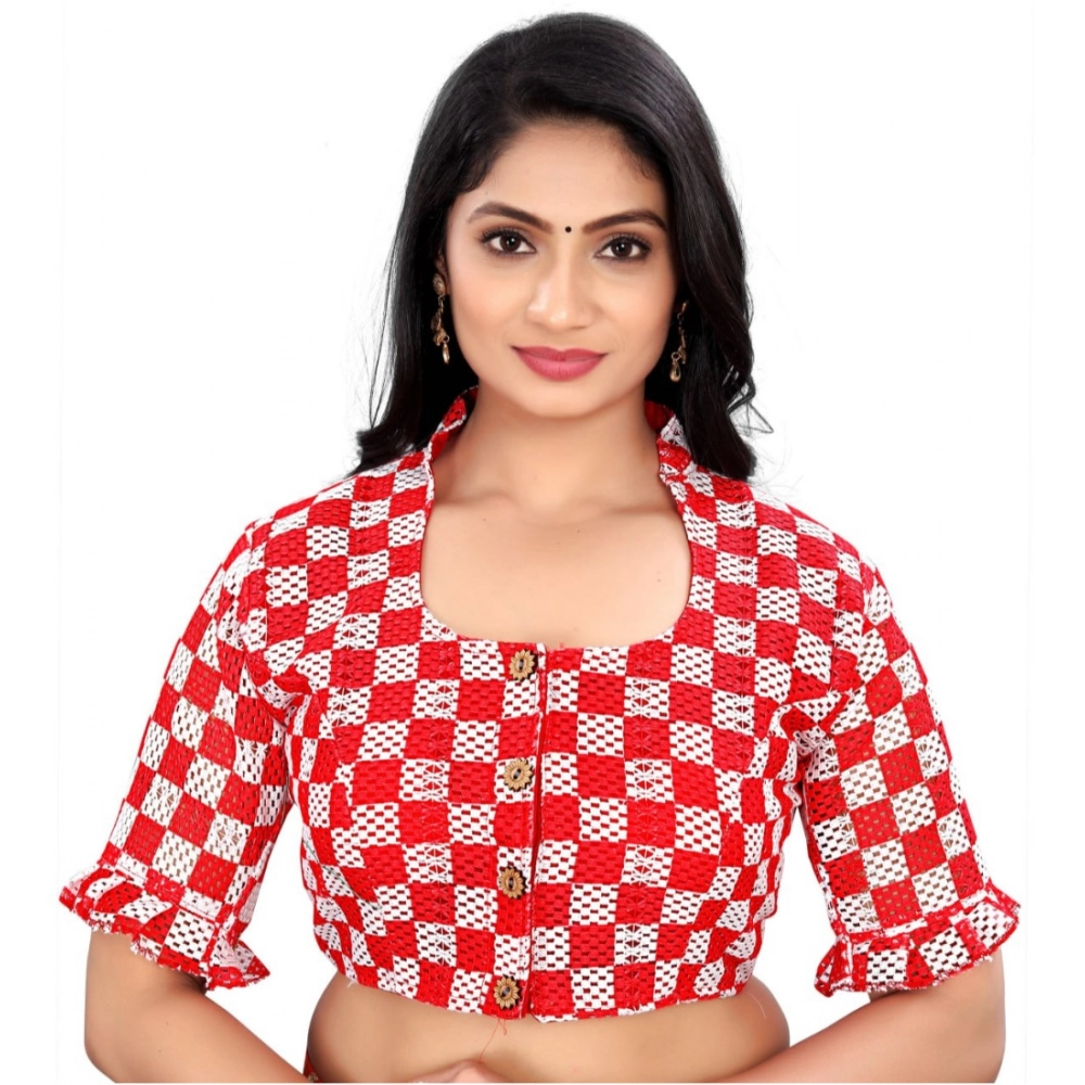 53727292410_71a0235644_o_d-1000x1000-1.webp Generic Women's Cotton Blend Checks Readymade Blouse (Red, Size: Free Size) - Image 1