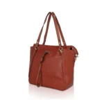 Generic Women's Faux Leather Textured Tote Bag (Brown) - Image 6