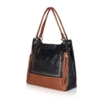 Generic Women's Faux Leather Textured Tote Bag (Black) - Image 6