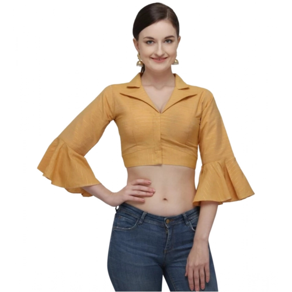 53758118232_91a5a67a14_o_d-1000x1000-1.webp Generic Women's Cotton Striped Readymade Blouse (Mustard, Size: Free Size) - Image 1