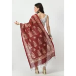 Generic Women's Cotton Printed Dupatta (Maroon, Length: Free Size) - Image 4