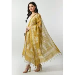 Generic Women's Cotton Printed Dupatta (Gold, Length: Free Size) - Image 3