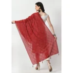 Generic Women's Chanderi Self Design Dupatta (Maroon, Length: Free Size) - Image 4
