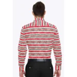 Generic Men's Cotton Blended Striped Full Sleeve Shirt (Red-White) - Image 6