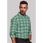 Generic Men's Cotton Blended Checked Full Sleeve Shirt (Green-Yellow) - Image 4