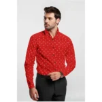 Generic Men's Cotton Blended Printed Full Sleeve Shirt (Red) - Image 4