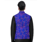 Generic Men's Jacquard Printed Full Sleeve Waistcoat (Blue) - Image 4