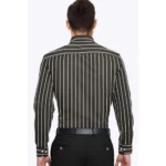 Generic Men's Cotton Blended Striped Full Sleeve Shirt (Black-White) - Image 6