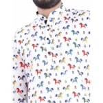 Generic Men's Cotton Blended Printed Full Sleeve Shortkurta (Multicolor) - Image 2