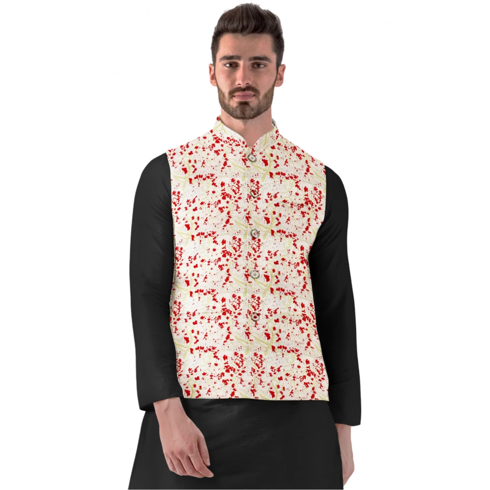 53813337707_1007474750_o_d-1000x1000-1.webp Generic Men's Jacquard Printed Full Sleeve Waistcoat (Red-Beige) - Image 1