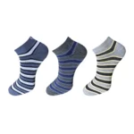 Generic 3_Pair Set Unisex Casual Cotton Striped Ankle Length Socks (Multicolor)