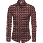 Generic Men's Casual Floral Printed Cotton Blend Unstitched Shirt Fabric 1.6 Mtrs (Maroon)
