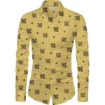 Generic Men's Casual Floral Printed Cotton Blend Unstitched Shirt Fabric 1.6 Mtrs (Yellow)