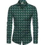 Generic Men's Casual Floral Printed Cotton Blend Unstitched Shirt Fabric 1.6 Mtrs (Dark Green)