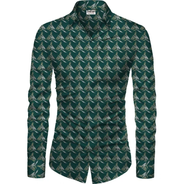Generic Men's Casual Floral Printed Cotton Blend Unstitched Shirt Fabric 1.6 Mtrs (Dark Green)