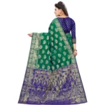 Generic Women's Jacquard Woven Saree With Unstitched Blouse 5.5Mtr (Green) - Image 2