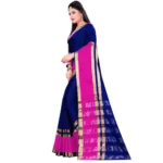 Generic Women's Jacquard Woven Saree With Unstitched Blouse 5.5Mtr (Blue) - Image 2