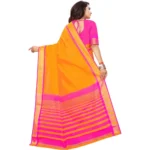 Generic Women's Jacquard Woven Saree With Unstitched Blouse 5.5Mtr (Orange) - Image 3