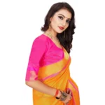 Generic Women's Jacquard Woven Saree With Unstitched Blouse 5.5Mtr (Orange) - Image 2