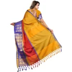 Generic Women's Jacquard Woven Saree With Unstitched Blouse 5.5Mtr (Mustard) - Image 4
