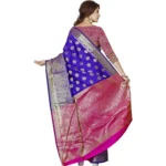Generic Women's Jacquard Woven Saree With Unstitched Blouse 5.5Mtr (Blue) - Image 3
