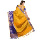 Generic Women's Jacquard Woven Saree With Unstitched Blouse 5.5Mtr (Mustard) - Image 4