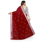 Generic Women's Cotton Silk Embroidered Saree With Unstitched Blouse 5.5Mtr (Maroon) - Image 4