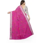 Generic Women's Cotton Silk Embroidered Saree With Unstitched Blouse 5.5Mtr (Pink) - Image 5