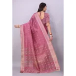 Generic Women's Silk Blend Woven Saree With Unstitched Blouse 5.5Mtr (Pink) - Image 4