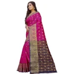 Generic Women's Silk Blend Woven Saree With Unstitched Blouse 5.5Mtr (Purple-Pink) - Image 2