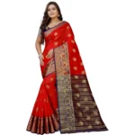 Generic Women's Silk Blend Woven Saree With Unstitched Blouse 5.5Mtr (Purple-Red)